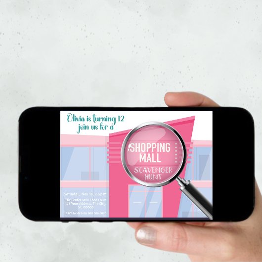 Winkelcentrum Scavenger Hunt, Tween Verjaardag Kaart