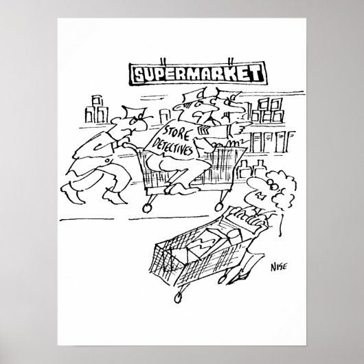 Winkeldetectoren in een supermarkt poster (Voorkant)
