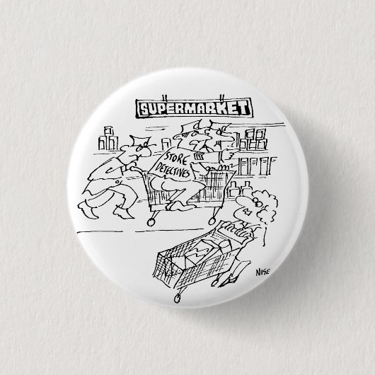 Winkeldetectoren in een supermarkt ronde button 3,2 cm (Voorkant)