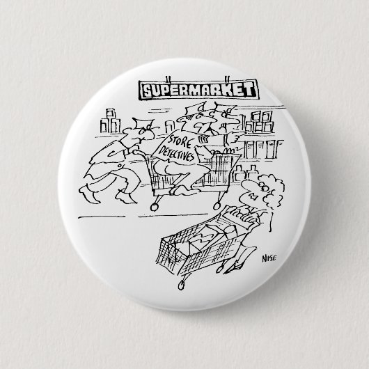 Winkeldetectoren in een supermarkt ronde button 5,7 cm (Voorkant)