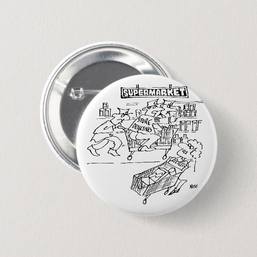 Winkeldetectoren in een supermarkt ronde button 5,7 cm (Voorkant /achterkant)