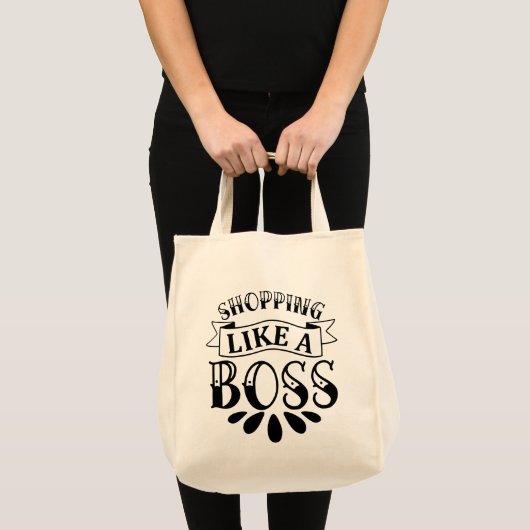 Winkelen als een baas typografie tote bag (Voorkant (product))