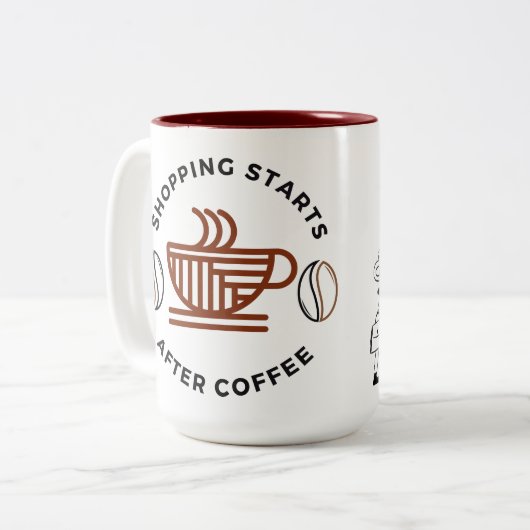 Winkelen begint na Coffee mok (Voorkant links)