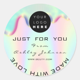 Winkelen Dank Logo Holografie met liefdesdrift Ronde Sticker