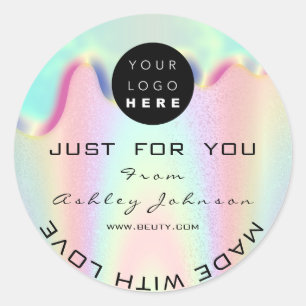 Winkelen Dank Logo Holografie met liefdesreis Ronde Sticker