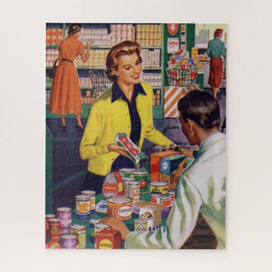 Winkelen detailhandel met Retro Grocery Legpuzzel (Verticaal)