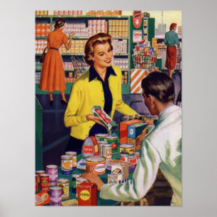 Winkelen  detailhandel met Retro Grocery Poster
