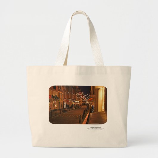Winkelen in Amsterdam Grote Tote Bag (Voorkant)