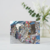 winkelen in een bazaar in Tunesië Briefkaart (Staand voorkant)