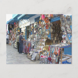 winkelen in een bazaar in Tunesië Briefkaart