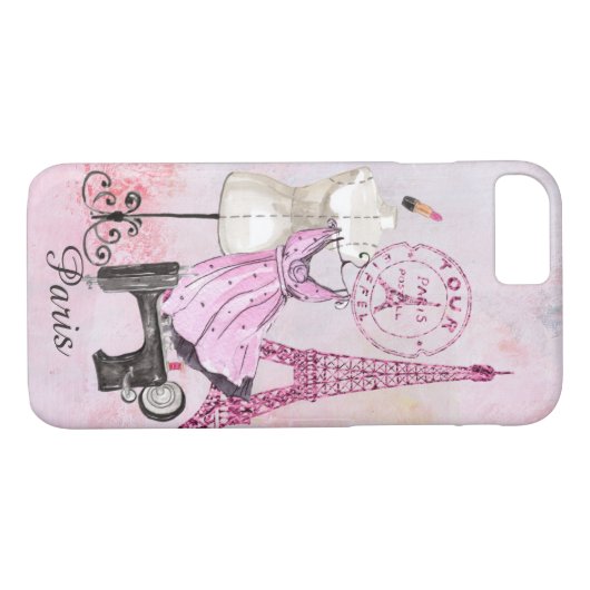 Winkelen in Parijs onder de Eiffeltower - Editable Case-Mate iPhone Case (Achterkant (Horizontaal))