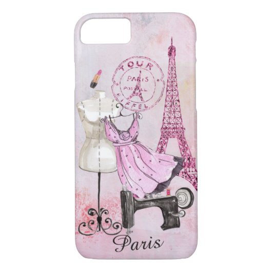Winkelen in Parijs onder de Eiffeltower - Editable Case-Mate iPhone Case (Achterkant)