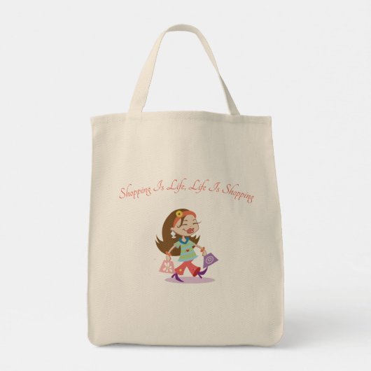 Winkelen is leven, leven is winkelen tote bag (Achterkant)