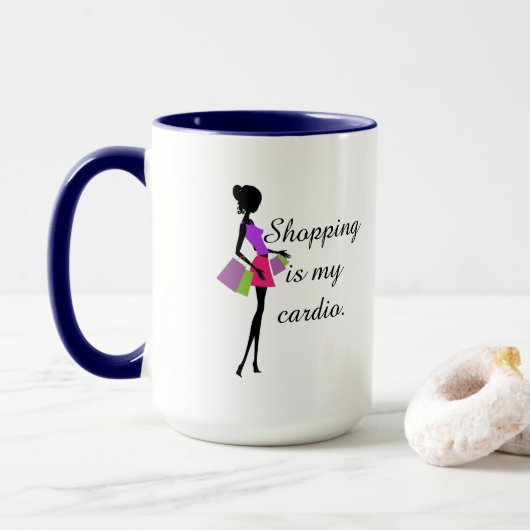 Winkelen is Mijn cardio Fun en Humor Mok (Met donut)
