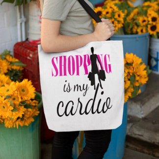 Winkelen is mijn cardio grafische afdruk (v1) tote bag