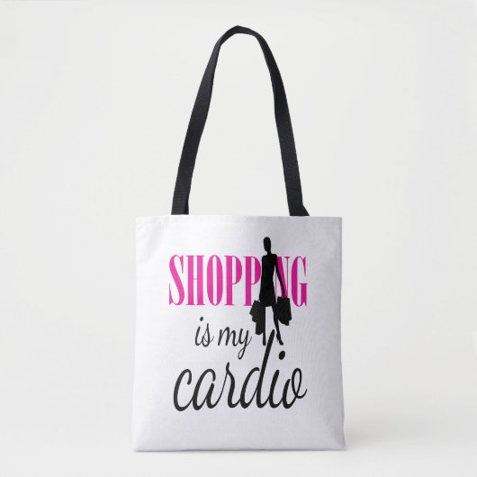 Winkelen is mijn cardio grafische afdruk (v1) tote bag (Voorkant)