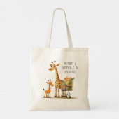 Winkelen met Giraffe | Dierafdrukken | CARTOON Tote Bag (Achterkant)