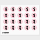 Winkelen Ninja Girl op roze Ronde Sticker (Vel)