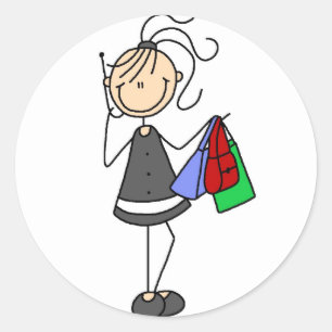 Winkelen op mobiele telefoon ronde sticker
