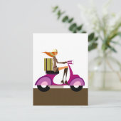 Winkelen op scooter briefkaart (Staand voorkant)
