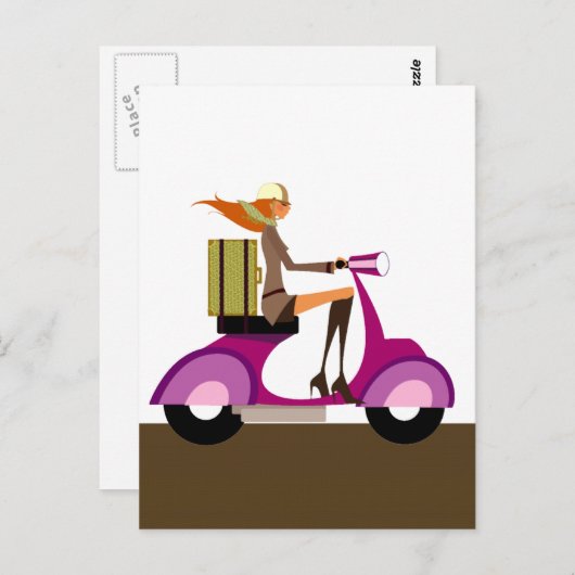 Winkelen op scooter briefkaart (Voorkant / Achterkant)