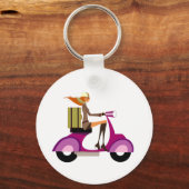 Winkelen op scooter sleutelhanger (Voorkant)