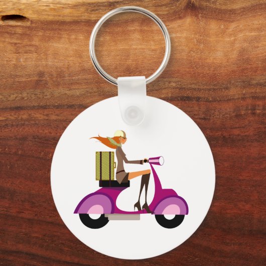 Winkelen op scooter sleutelhanger (Voorkant)