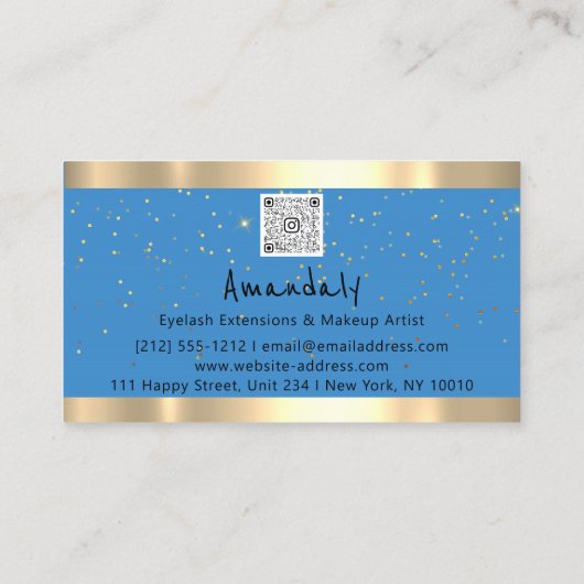 Winkelen QR CODE Logo lichtblauw en sterren Visitekaartje (Achterkant)