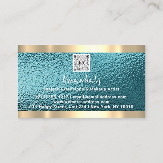 Winkelen QR CODE Logo Metallic Blue Visitekaartje (Achterkant)