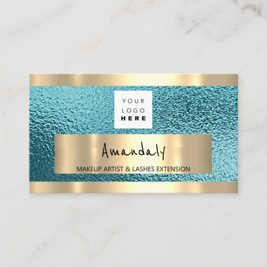 Winkelen QR CODE Logo Metallic Blue Visitekaartje (Voorkant)