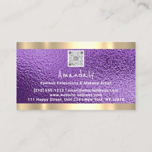 Winkelen QR CODE Logo Metallic Roze Visitekaartje (Achterkant)