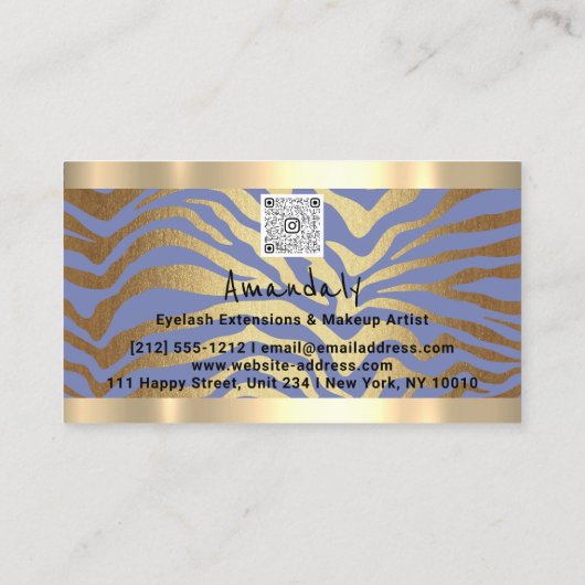 Winkelen QR CODE Logo metallisch goud, lichtblauw Visitekaartje (Achterkant)