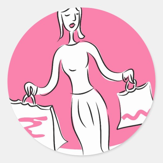 Winkelen Ronde Sticker (Voorkant)