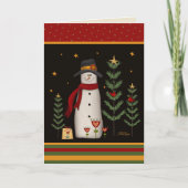 Winkelen Sneeuwman Kardinalen Kerst Kaart (Voorkant)