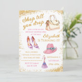 Winkelen Spree Verjaardag uitnodiging (Staand voorkant)