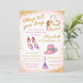 Winkelen Spree Verjaardag uitnodiging (Staand voorkant)