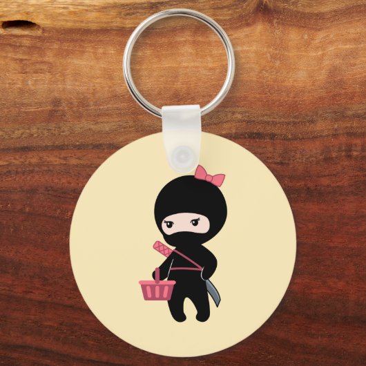 Winkelen van Ninja Girl op Geel Sleutelhanger (Voorkant)