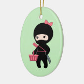 Winkelen van Ninja Girl op groen Keramisch Ornament (Links)