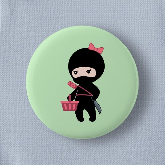 Winkelen van Ninja Girl op groen Ronde Button 5,7 Cm