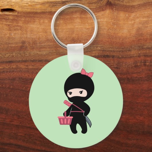 Winkelen van Ninja Girl op groen Sleutelhanger (Voorkant)