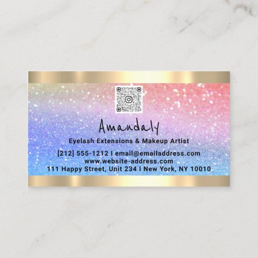 Winkelen van QR CODE-holografische regenboog Visitekaartje (Achterkant)