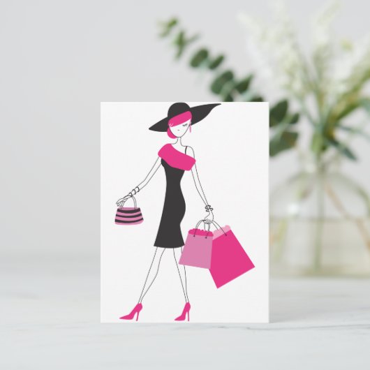 Winkelen van Retro Girly Paris Briefkaart (Staand voorkant)
