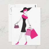 Winkelen van Retro Girly Paris Briefkaart (Voorkant / Achterkant)