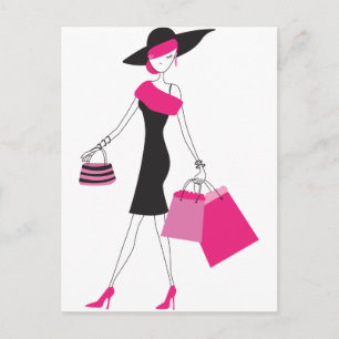Winkelen van Retro Girly Paris Briefkaart