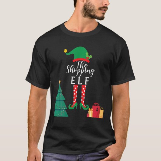 Winkelen voor Elf-groep die kerstcadeautjes uit de T-shirt (Voorkant)