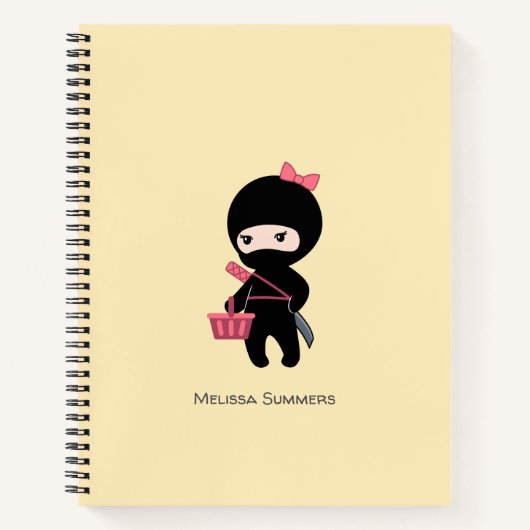 Winkelen voor Ninja Girl - aangepaste naam op geel Notitieboek (Voorkant)