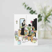 Winkelen voor petten briefkaart (Staand voorkant)