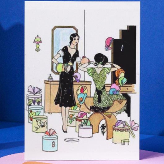 Winkelen voor petten briefkaart