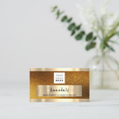 Winkelen voor QR CODE Logo Metallic Gold Visitekaartje (Staand voorkant)