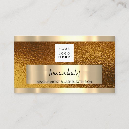 Winkelen voor QR CODE Logo Metallic Gold Visitekaartje (Voorkant)